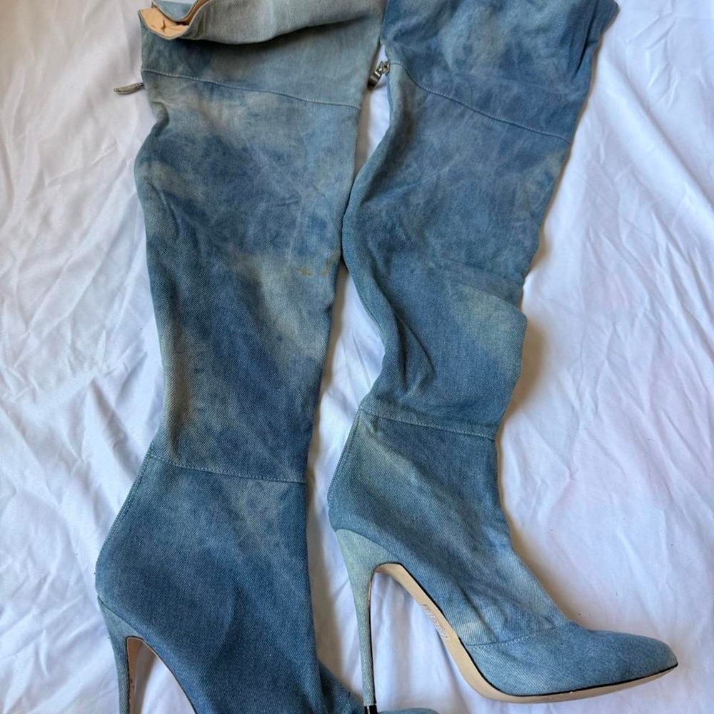 Mackin' Blue denim high heel boots